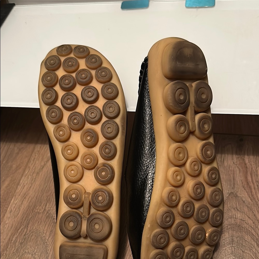 Black Leather Flats - Picture 2 of 6